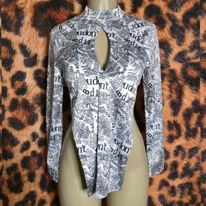 Front Page News Long Sleeve Satin Top